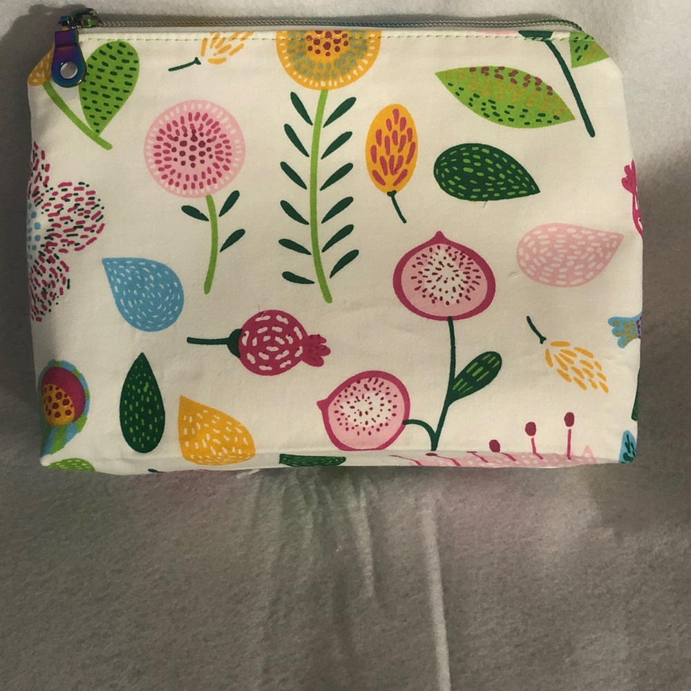Floral Cosmetic Bag with Zipper